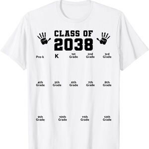 Class of 2038 Graduation yearly handprint Grow with Me tee